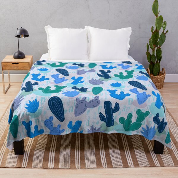 Item preview, Desert Cactus Pattern with tossed rocks Blue Colors and rectangles designed and sold by Sockstomistic.