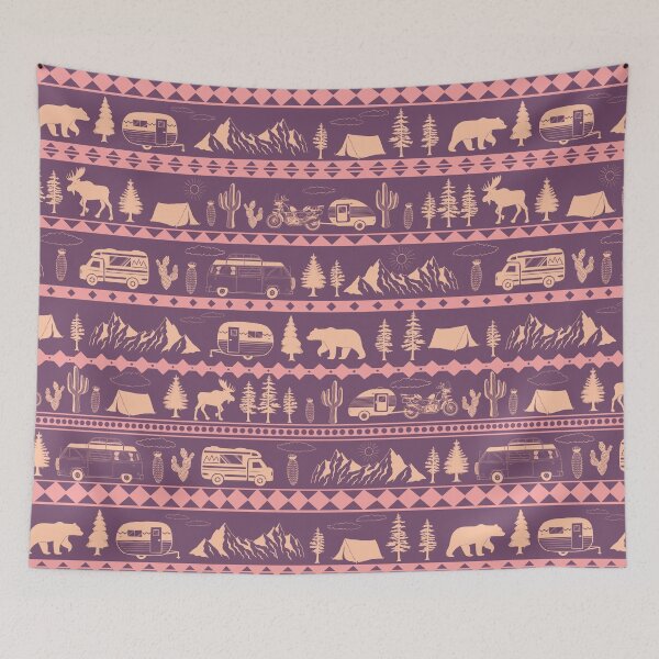 Item preview, Retro Road Trip Seamless Pattern - Dusty Sunset Palette designed and sold by EcoElsa.