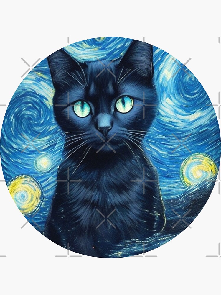 Van gogh Starry Night Cat  Sticker for Sale by Vangoholic