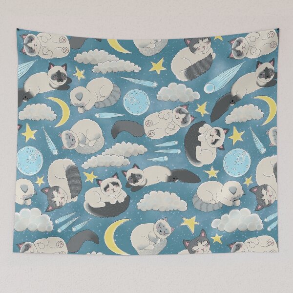 Item preview, Copy of Sleeping Celestial Ragdolls Seamless Pattern - Story Book Starry Blue designed and sold by EcoElsa.