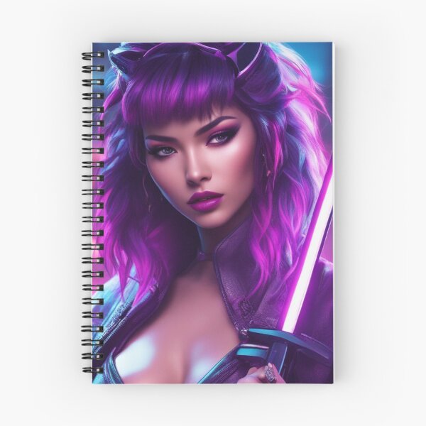 Item preview, Futuristic Ninja Babe Neon Art Supermodel Pink Purple Tones designed and sold by SemARTDesign.