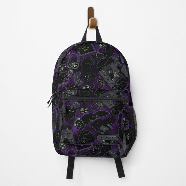Item preview, Black Gamer Cats Seamless Pattern - Purple Galaxy Pattern designed and sold by EcoElsa.