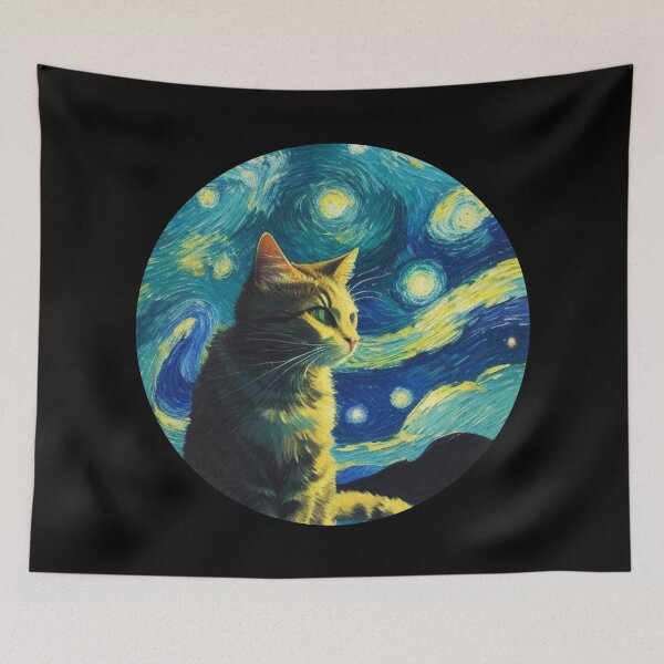 Item preview, Starry night Cat Van gogh Style designed and sold by Vangoholic.