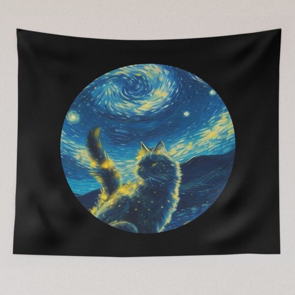 Item preview, Starry night Cat Van gogh Style designed and sold by Vangoholic.