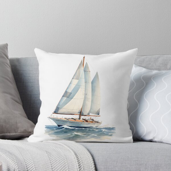 Item preview, Elegance in Simplicity - Watercolor Sailboat on White designed and sold by CamposDesigns.