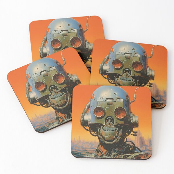 Item preview, Rusty Robot Against a Deserted Post-apocalyptic Landscape and a Ruined City designed and sold by Je-we.