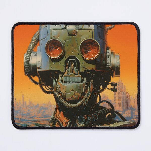 Item preview, Rusty Robot Against a Deserted Post-apocalyptic Landscape and a Ruined City designed and sold by Je-we.