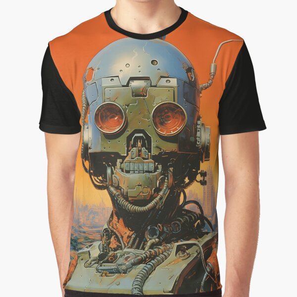 Item preview, Rusty Robot Against a Deserted Post-apocalyptic Landscape and a Ruined City designed and sold by Jew-e.