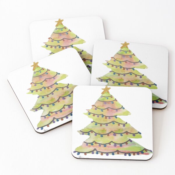Item preview, Whimsical watercolor Christmas tree designed and sold by RockPaperArt.