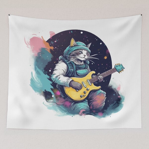 Item preview, Cosmic Cat Jam - Fantasy Guitarist in Space designed and sold by BNCH44.