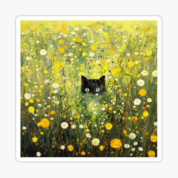 Artikel-Vorschau von Versteckende Gartenkatze im Gustav-Klimt-Stil, designt und verkauft von izzy2wonderland.