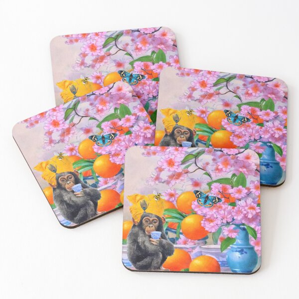 Item preview, Chinoiserie monkey and oranges designed and sold by SophieClimaArt.