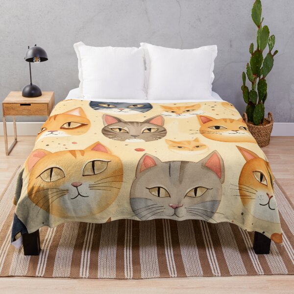 Item preview, Watercolor Cartoon Cat Faces designed and sold by dreamscrape.