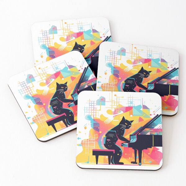 Item preview, Abstract Feline Sonata - Passionate Piano Cat Art designed and sold by BNCH44.