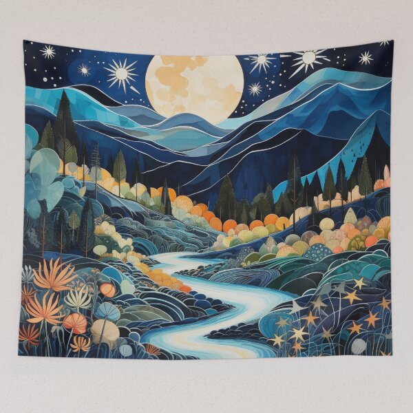 Item preview, Night landscape with moon Impressionism/ designed and sold by Lynnchabot.