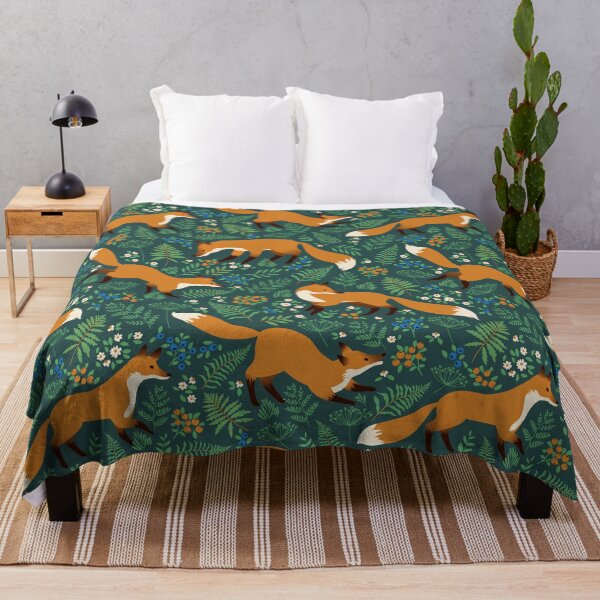 Item preview, Forest Wildlife Pattern with Hand Drawn Foxes and forest plants designed and sold by AngelinaBambina.
