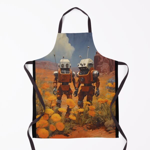 Item preview, Two Robots Against a Wasteland Landscape with Clear Sky and Flowers designed and sold by Je-we.