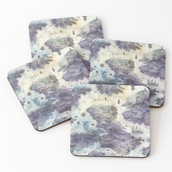 Item preview, Gothic Fantasy World Watercolor Map Pattern on Parchment designed and sold by SchorlCraft.