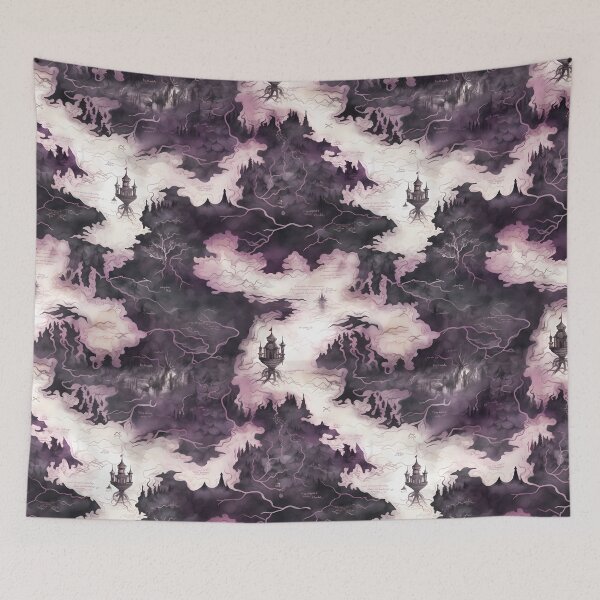 Item preview, Gothic Fantasy World Watercolor Map Pattern on Parchment designed and sold by SchorlCraft.