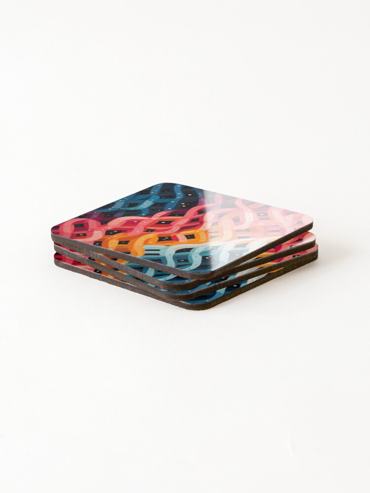 Thumbnail 4 of 5, Coasters (Set of 4), Colorful Abstract Helix Pattern designed and sold by FinleyDel.