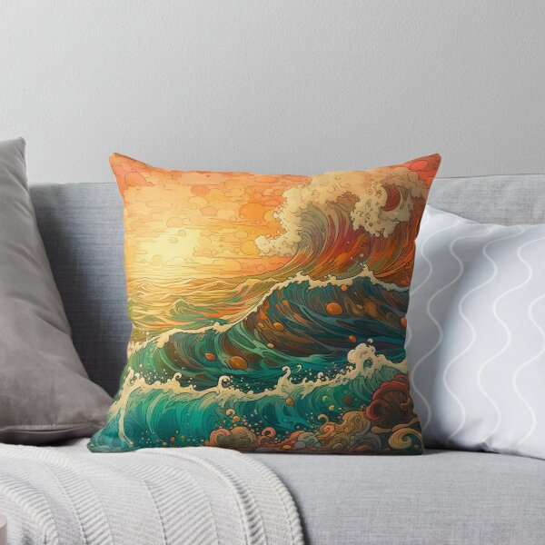 Item preview, Monstrous Wave Ocean Sunset Illustration designed and sold by TheFullFantasy.