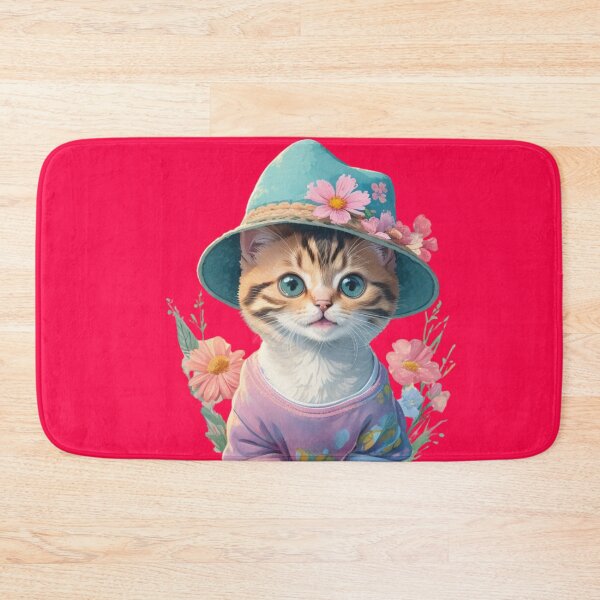 Item preview, Happy Kitten with hat and wild flowers  designed and sold by Teddy  Martin  Estrada.