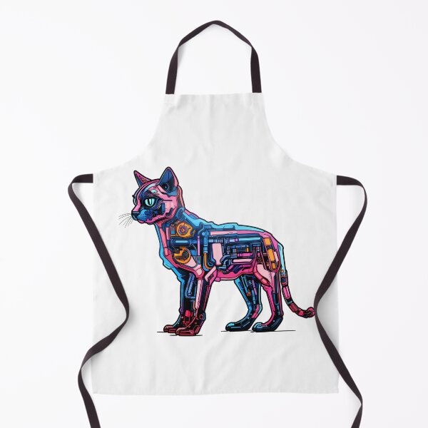 Item preview, Cyberpunk Robot Cat in Neon Colors designed and sold by SchorlCraft.