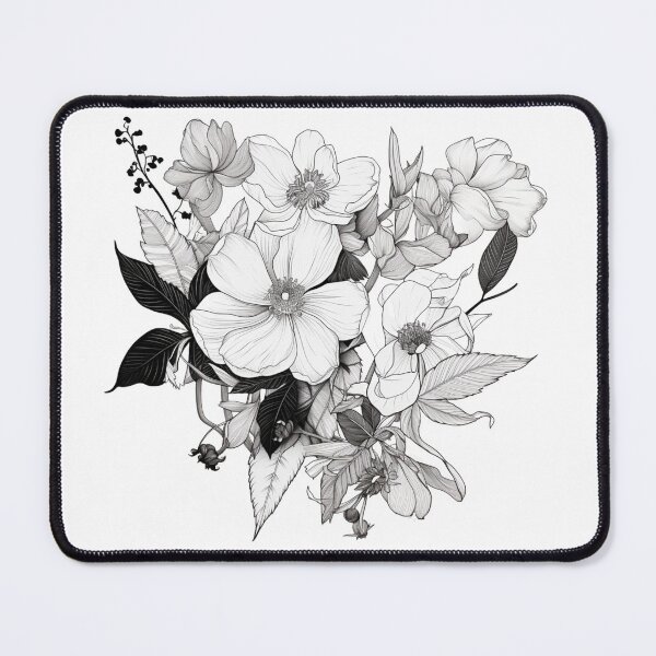Item preview, Elegance in Layers: Intricate Black-and-White Floral Design designed and sold by minjagoods.
