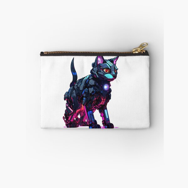 Item preview, Cyberpunk Robot Cat in Neon Colors designed and sold by SchorlCraft.
