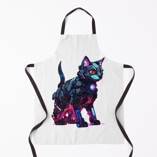 Item preview, Cyberpunk Robot Cat in Neon Colors designed and sold by SchorlCraft.