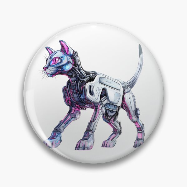 Item preview, Cyberpunk Robot Cat in Neon Colors designed and sold by SchorlCraft.