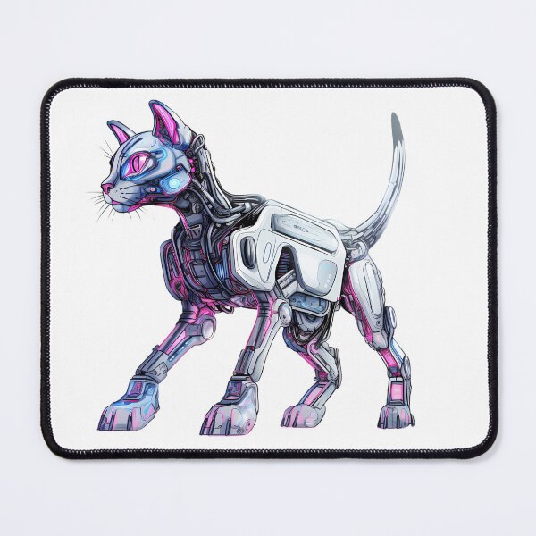 Item preview, Cyberpunk Robot Cat in Neon Colors designed and sold by SchorlCraft.