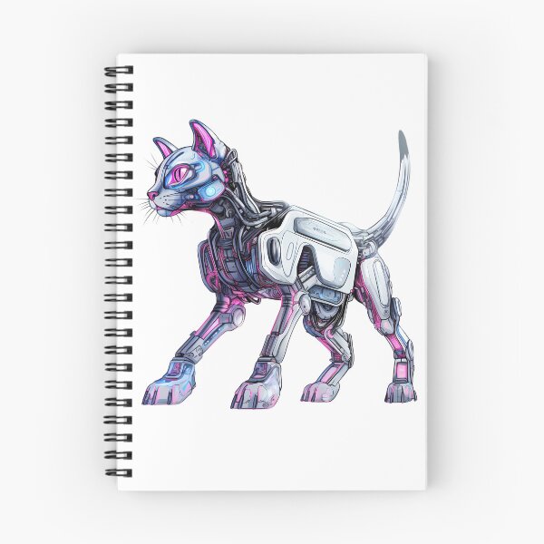 Item preview, Cyberpunk Robot Cat in Neon Colors designed and sold by SchorlCraft.