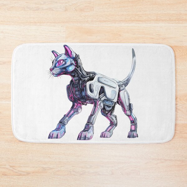 Item preview, Cyberpunk Robot Cat in Neon Colors designed and sold by SchorlCraft.