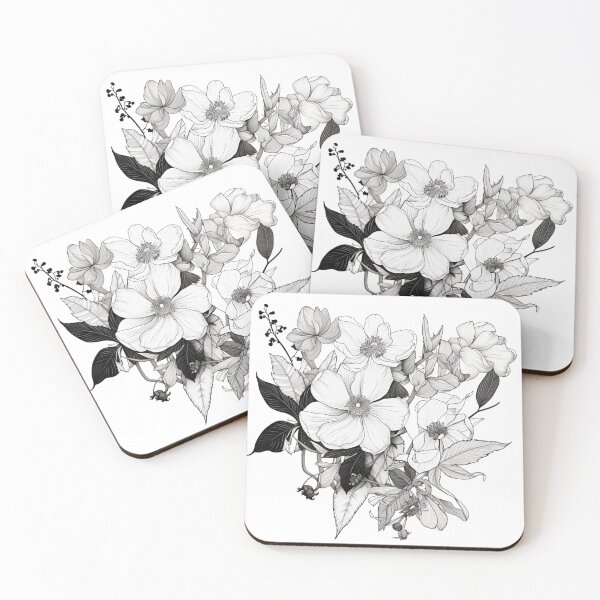 Item preview, Elegance in Layers: Intricate Black-and-White Floral Design designed and sold by minjagoods.