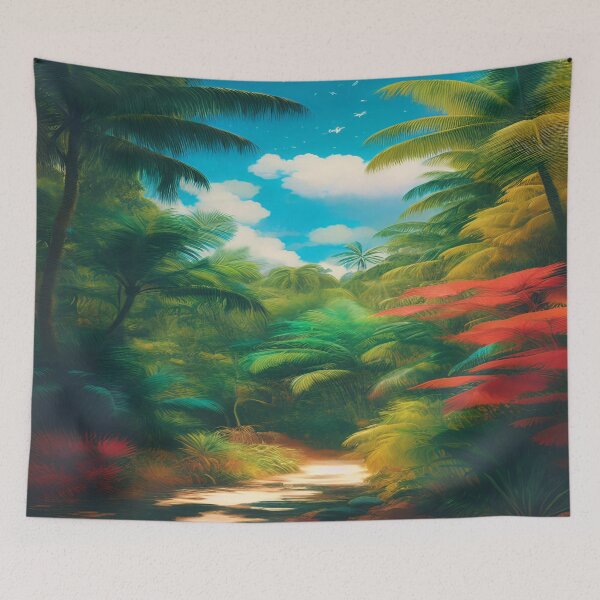 Item preview, Vibrante Paradise Dreams Tropical Cartoon Telas decorativas designed and sold by I-A-Troy.
