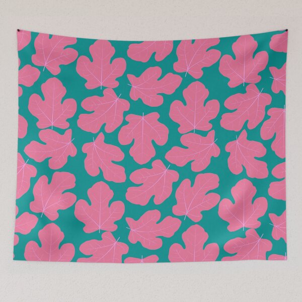 Item preview, Fig leaves - pink on green designed and sold by ToniBDesigns.