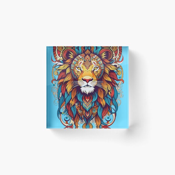Item preview, Lion's Head tribal art indigenous retro vintage design designed and sold by BorgSpareParts.