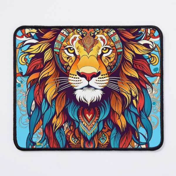 Item preview, Lion's Head tribal art indigenous retro vintage design designed and sold by BorgSpareParts.