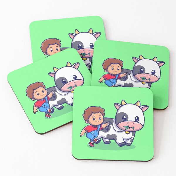 Item preview, A Delightful Stroll: Cute Boy Walking with Cow designed and sold by hjian8219.
