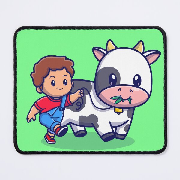 Item preview, A Delightful Stroll: Cute Boy Walking with Cow designed and sold by hjian8219.