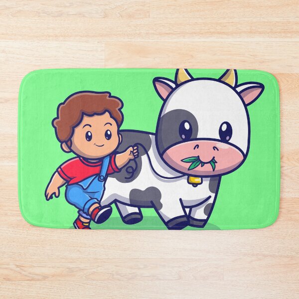 Item preview, A Delightful Stroll: Cute Boy Walking with Cow designed and sold by hjian8219.