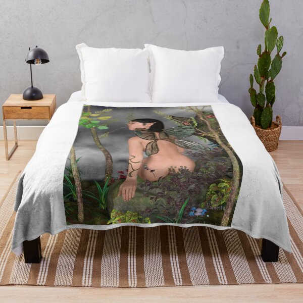 Item preview, Fairy sitting on a rock in the woods designed and sold by Fantasyart123.