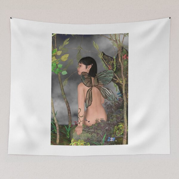 Item preview, Fairy sitting on a rock in the woods designed and sold by Fantasyart123.