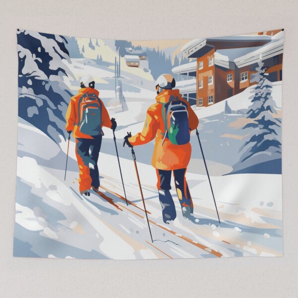 Item preview, Skiers in the Ski Resort designed and sold by StudioRedKoala.