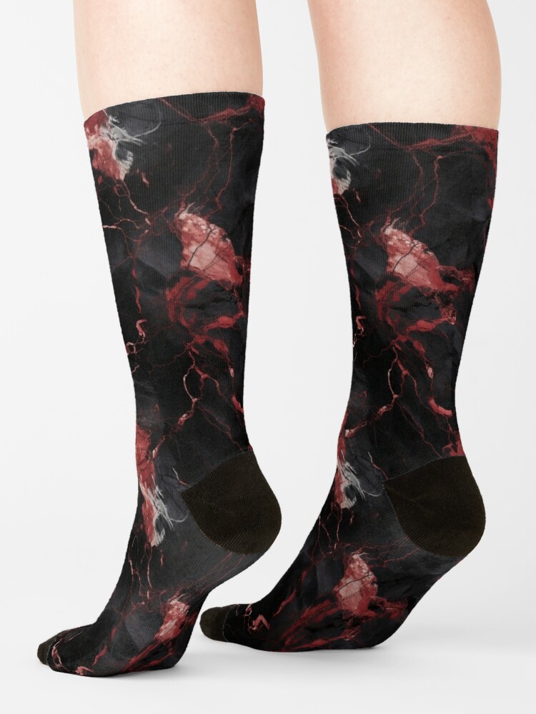 Discover Black And Faded Red Marble Style Seamless Pattern | Socks