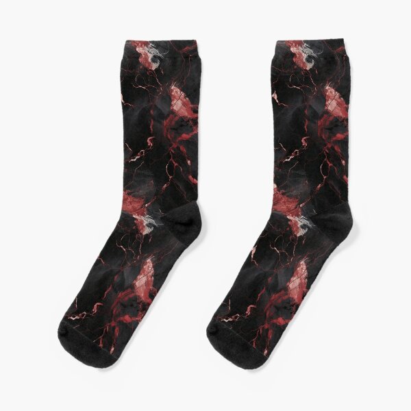 Disover Black And Faded Red Marble Style Seamless Pattern | Socks