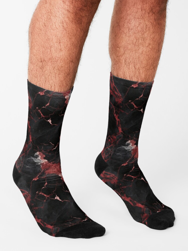 Discover Black And Faded Red Marble Style Seamless Pattern | Socks