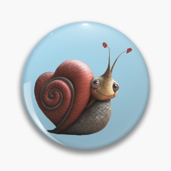 Item preview, Friendly Smiling cute Snail Buddy Happy Sweet Gastropod with a heart shaped shell designed and sold by Vicki Noble Art.