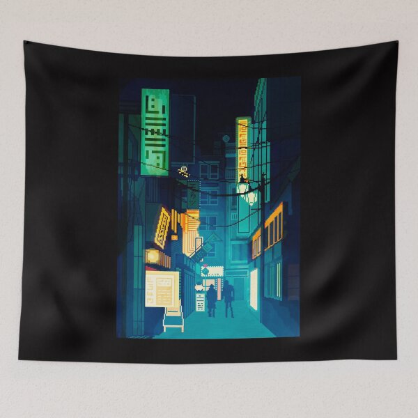 Item preview, Japan City Night Pixel Art Cyberpunk  designed and sold by MICSANDERS.